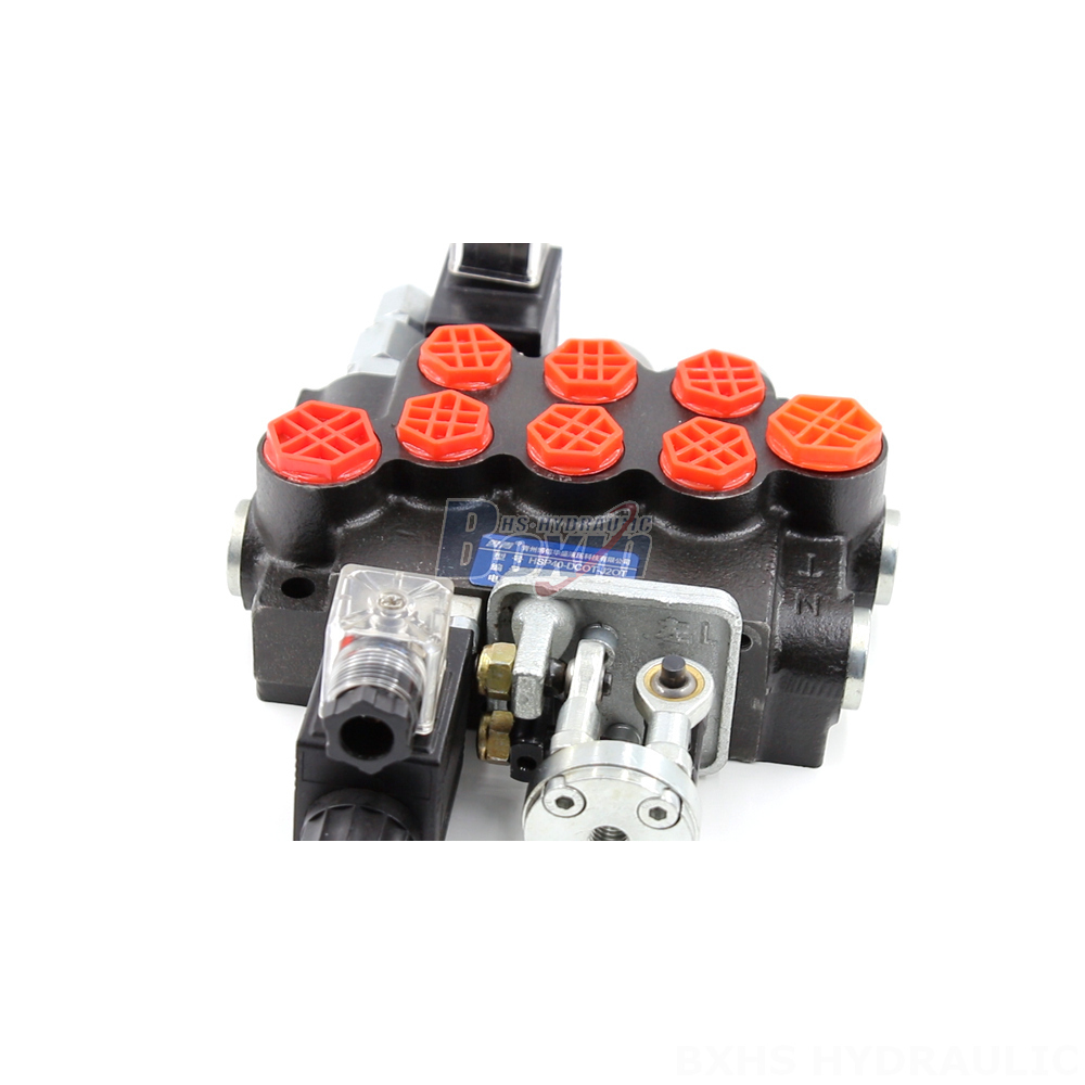 Industrial Hydraulic Valves: P40 Series, 3 Spool Monoblock with Solenoid & Joystick detail image